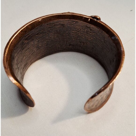 Copper Dragonfly Cuff Bracelet With Turquoise Patina Boho Artsy Festival - Picture 3 of 5